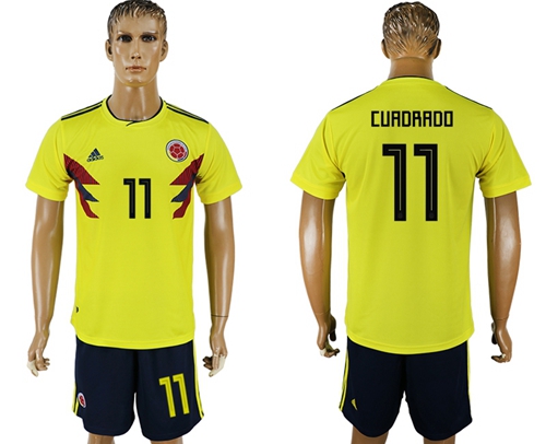 Colombia #11 Cuadrado Home Soccer Country Jersey
